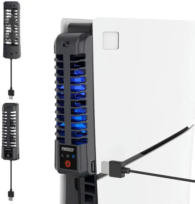 Alt view image 2 of 7 - Cooling Fan LED Light Cooling Game Accessories Quiet Fan USB 2.0 Port Game Console Rear Cooling Fan for PS5 Slim Console