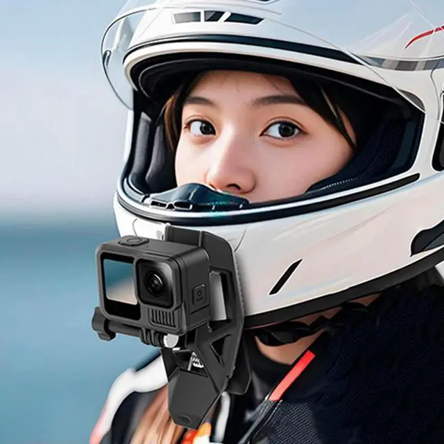 Alt view image 2 of 7 - Helmet Clamp Mount Motorcycle Helmet Chin Bracket Sport Camera Clip for GoPro 13 12 11 10 9 8 for Osmo Action 5 Pro 4 3
