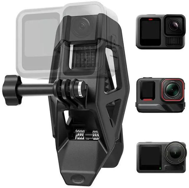Alt view image 4 of 7 - Helmet Clamp Mount Motorcycle Helmet Chin Bracket Sport Camera Clip for GoPro 13 12 11 10 9 8 for Osmo Action 5 Pro 4 3