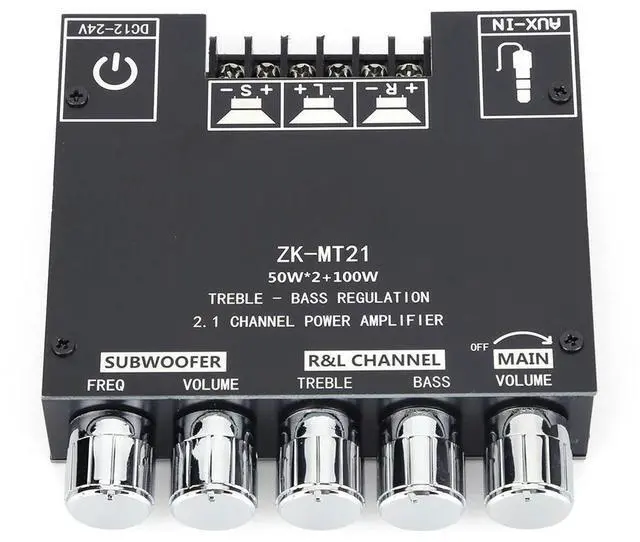 Alt view image 4 of 4 - 2.1 Channel Bluetooth-Compatible Audio Power Amplifier Module BT 3.5mm AUX 50Wx2+100W Stereo Audio Amp Board for Speaker