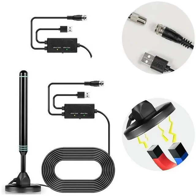 Alt view image 3 of 4 - TV Antenna with Amplified Receiver Strong Aerial Magnetic Base Booster Aerial for Miles Long Range