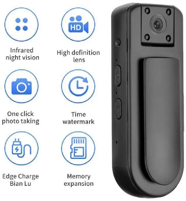 Alt view image 4 of 7 - HD 1080P Wearable Worn Bodycam Night Vision Portable Small Personal Camcorder with Audio & Video Recording Body Worn Cam