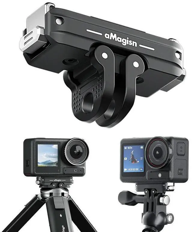 Alt view image 4 of 7 - Camera Expansion Bracket with 2-Prong & 1/4 Thread Magnetic Extension Base for OSMO Action 5 Pro/4/3 Camera Accessories