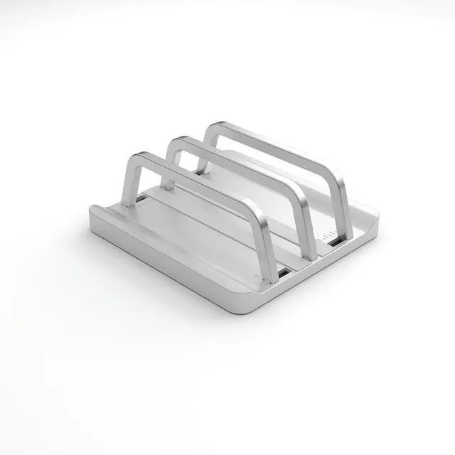 Alt view image 4 of 7 - 2 Slot Vertical Laptop Stand Anti-Slip Tablet Holder Space Saving Multi-Purpose Laptop Holder for Computer Tablet Phone