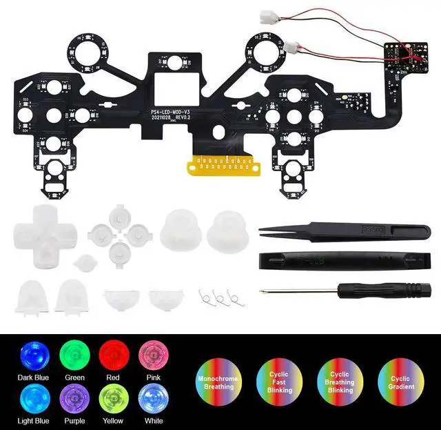 Alt view image 3 of 4 - Wireless Game Controller Replacement Circuit Board Kit Controller Light Board LED Gamepad Luminous Panel Set for PS4