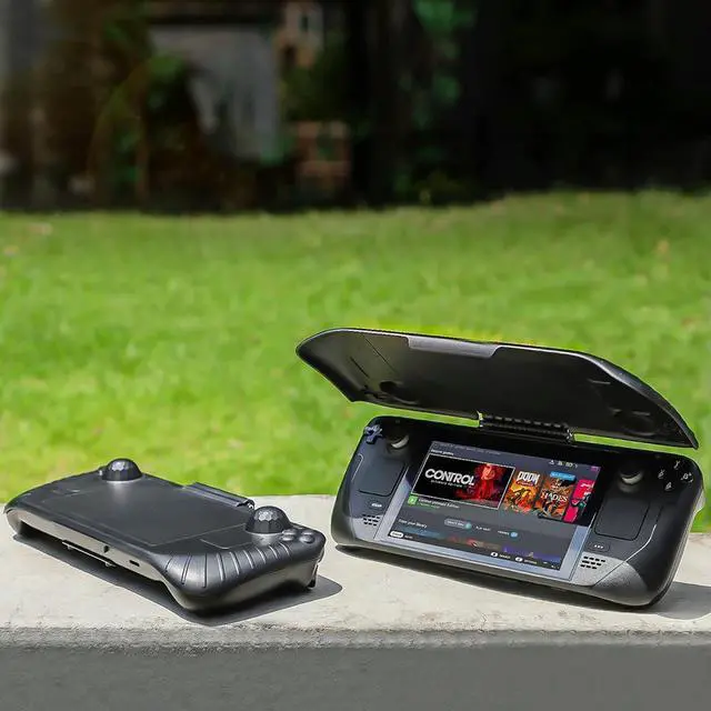 Alt view image 3 of 4 - Console Protective Cover with Support Stand Protective Back Case Non-Slip Gamepad Cover Shells Shock-Absorption for Steam Deck