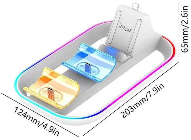 Alt view image 4 of 7 - Charging Docking Station for PS5 Portal Handheld Console with 2 Charging Ports for PS5 Controller with RGB and Charging Cable