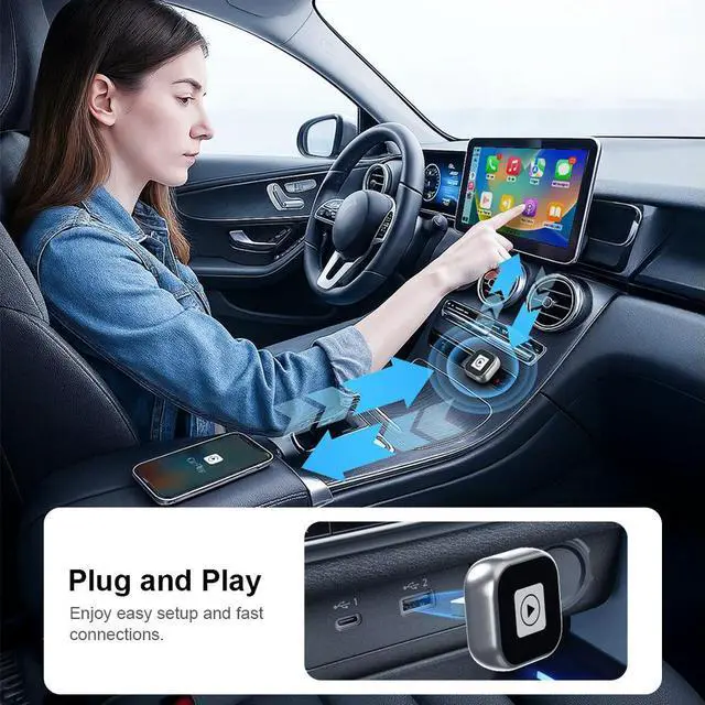 Alt view image 2 of 7 - Wireless Android Auto Carplay Box/Adapter Wireless CarPlay Adapter Convert Wired To Wireless Auto Connect for Factory Wired Cars
