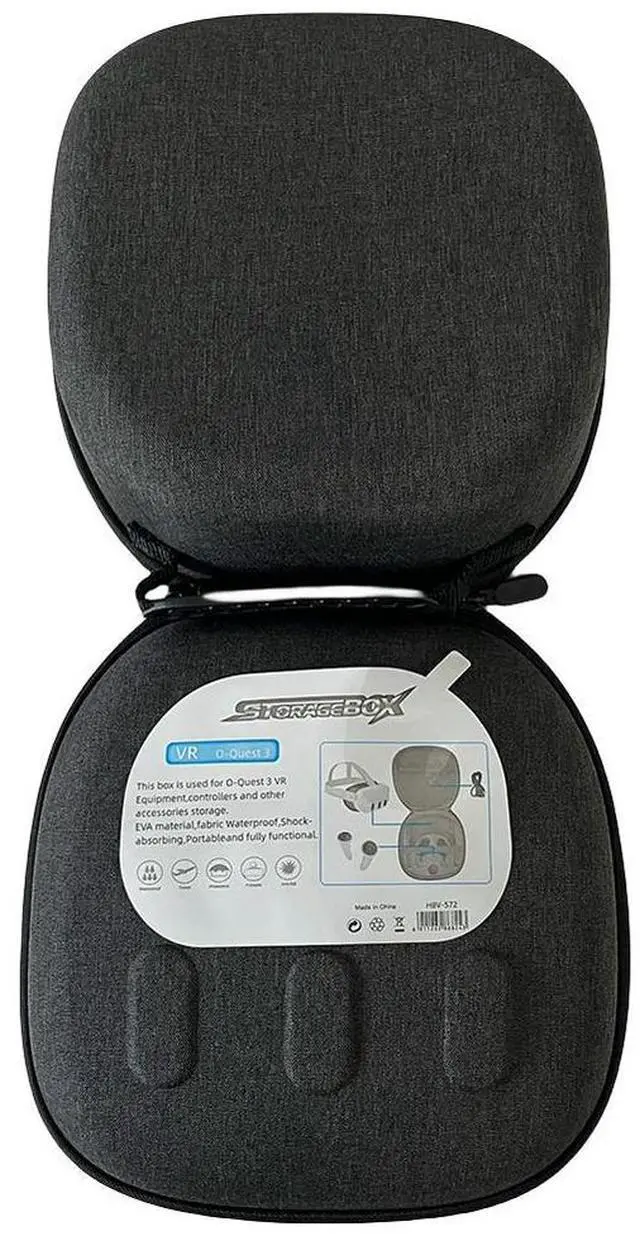Alt view image 4 of 7 - Travel Carrying Case Shockproof Hard Shell Case Anti-Scratch Portable Bag with Mesh Pocket for Ques 3 VR Headset