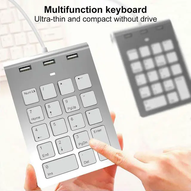 Alt view image 4 of 6 - USB & Type C Wired Number Keypad with 3 USB2.0 Port Hub 18 Keys Keyboard External Keypad for Laptop Computer Desk PC
