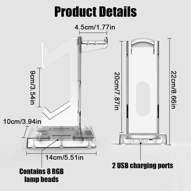 Alt view image 4 of 7 - RGB Game Console Controller Bracket Transparent Gamepad Controller Stand Controller Holder Headset Stand for PS5 Portal/PS5/Xbox