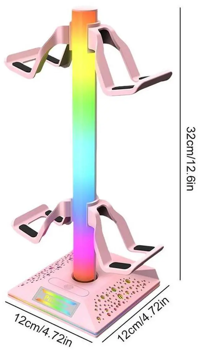 Alt view image 4 of 8 - RGB Gaming Headphones Stand with 2 USB2.0 Ports Headset Gamepad Stand Controller Stand for PS5 Gaming Accessories