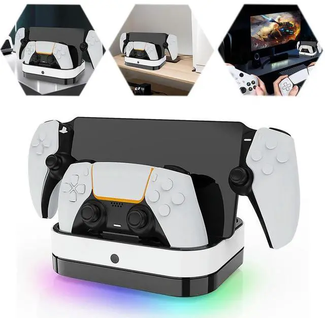 Alt view image 2 of 7 - For PS5 Dual Charging Station LED Indicator & RGB Light Dual Charging Dock Charging Dock for PS5 Controller & Portal