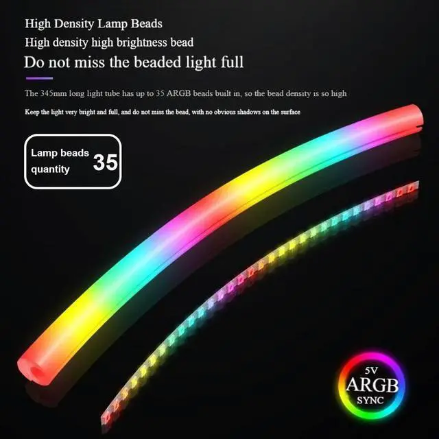 Alt view image 3 of 7 - 2PCS Liquid Water Cooling Light-Emitting Tube Silicone 5V 3Pin ARGB Water Cooling Hose Tube Luminous Sleeve PC Case Decorative