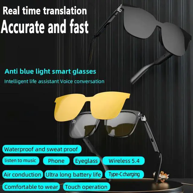 Alt view image 4 of 7 - AI Translate Eyeglasses BT 5.4 Call ligent Translator Glasses Rechargeable Audio Music Call Sunglasses for Men Women