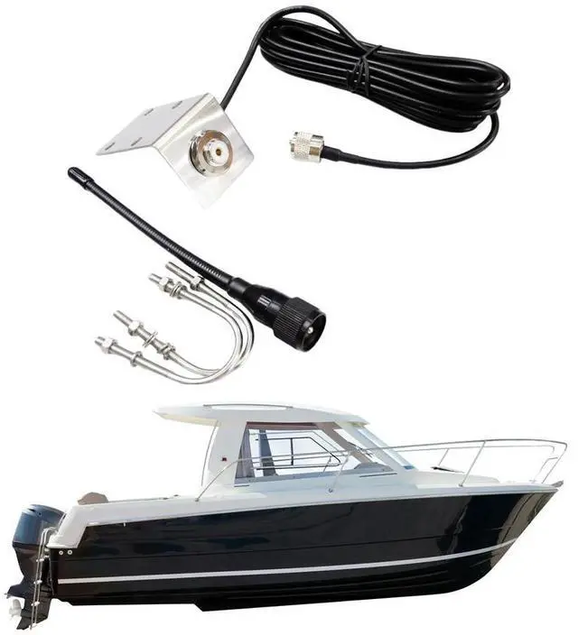 Alt view image 2 of 8 - 156-163Mhz Rubber Waterproof Mast Aerial Stubby Boat Antenna External Antenna for Boat Pontoon Sailboat Yacht Marine Radios