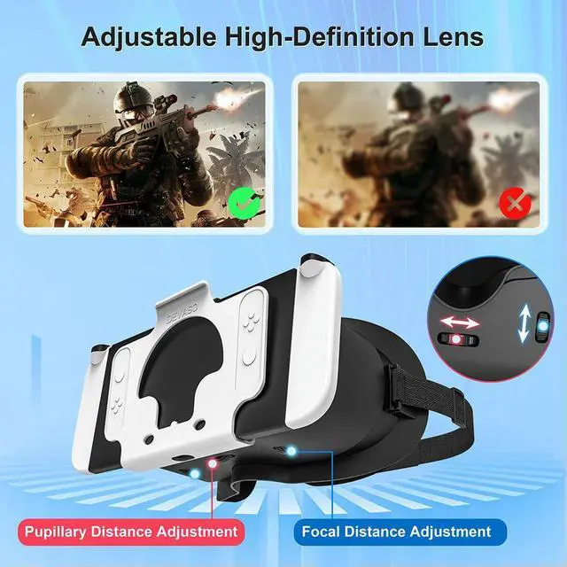 Main image of VR Headset VR Goggles Headset Comfortable Headband 3D Virtual Reality Glasses Ergonomic Adjustable for Switch OLED Model/Switch