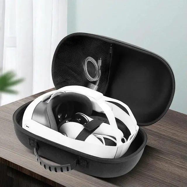 Alt view image 3 of 7 - Carrying Case Bag with Lens Cover Shockproof Portable Bag Mesh Pocket Bag for Quest 3 VR Headset Game Controller