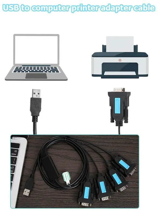 Alt view image 3 of 7 - 4 Port USB to RS232 RS-232 9-Pin DB9 Serial Cable PL2303 Chipset Male A Adapter PC Notebook Accessories