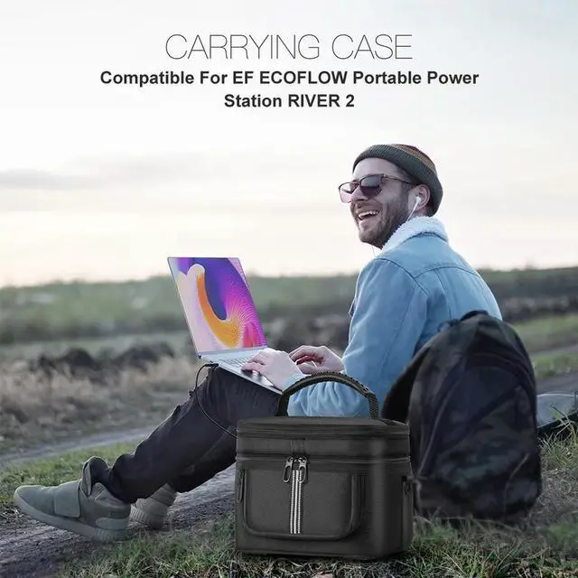 Alt view image 3 of 7 - Carrying Case for Ef Ecoflow River 2 Portable Power Station Bag Travel Bag Multiple Pockets with Shoulder Strap & Handle
