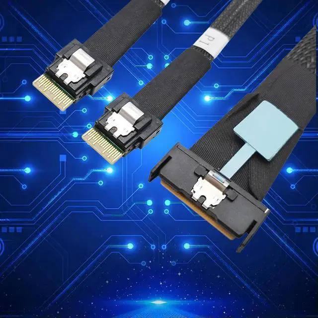 Main image of MCIO 8i Slimline SAS To 2 Ports SFF-8654 4i Cable PCIE5.0 Server Adapter Cable Male To Male Connection Cable Server Adapter 50cm