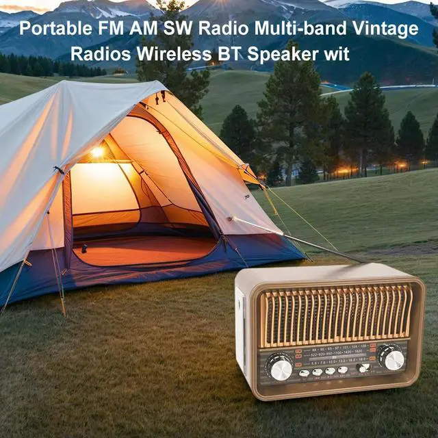 Alt view image 3 of 7 - Vintage Radio with BT Speaker LED Flashlight Retro Radio Support TF Card for Home Bedroom Living Room Kitchen