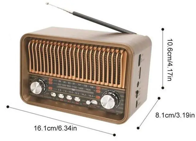 Alt view image 4 of 7 - Vintage Radio with BT Speaker LED Flashlight Retro Radio Support TF Card for Home Bedroom Living Room Kitchen