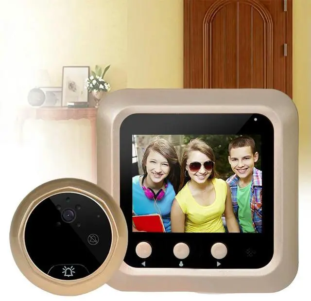 Alt view image 2 of 4 - Video Cat Eye IP55 Outdoor Cat Eye Visual Doorbell 2.4 Inch Infrared Night Vision Electronic Door Mirror Home