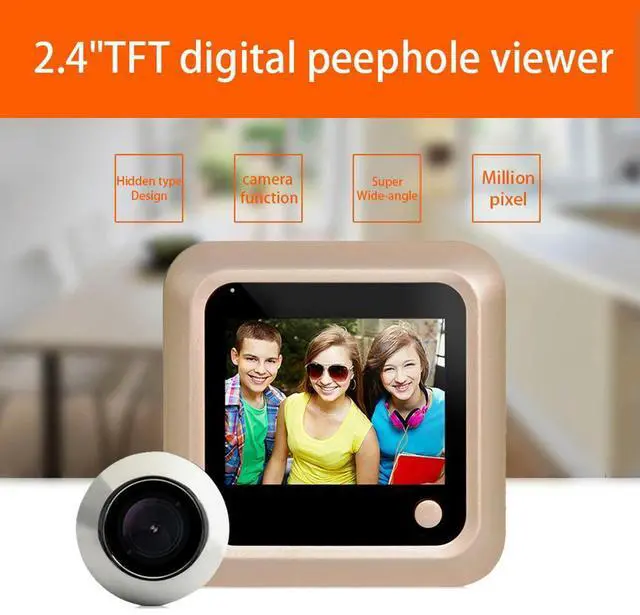 Alt view image 3 of 4 - Video Cat Eye IP55 Outdoor Cat Eye Visual Doorbell 2.4 Inch Infrared Night Vision Electronic Door Mirror Home