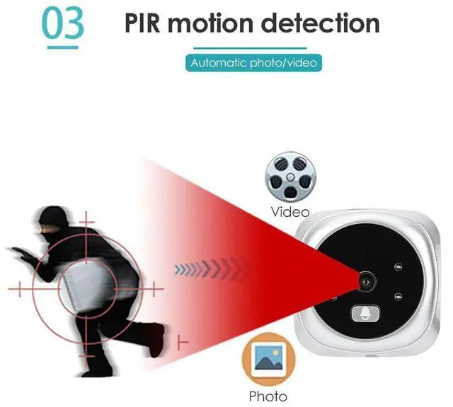 Alt view image 2 of 7 - Night Vision Doorbell Camera Viewer Electronic Video Door Bell Peephole