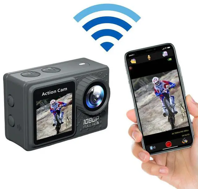 Alt view image 2 of 7 - Action Camera 30m Waterproof Exercise Video Recorder 120° Wide Angle Underwater Camera with Accessories Kit