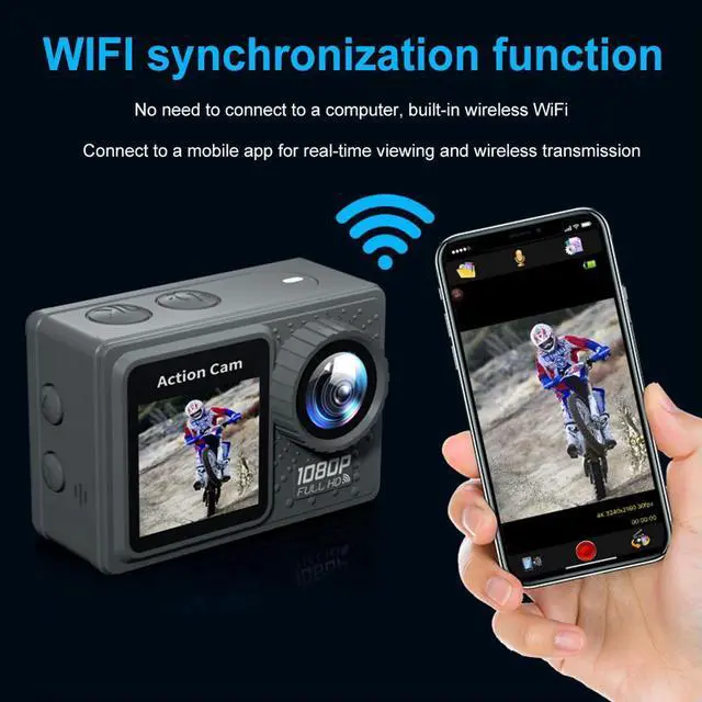 Alt view image 4 of 7 - Action Camera 30m Waterproof Exercise Video Recorder 120° Wide Angle Underwater Camera with Accessories Kit