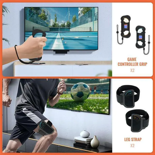 Alt view image 4 of 7 - 10 IN 1 Family Accessories Kit for Nintendo for Switch 2 Joy-Con Tennis Racket Golf Club Armband Leg Strap Game Controller Grip