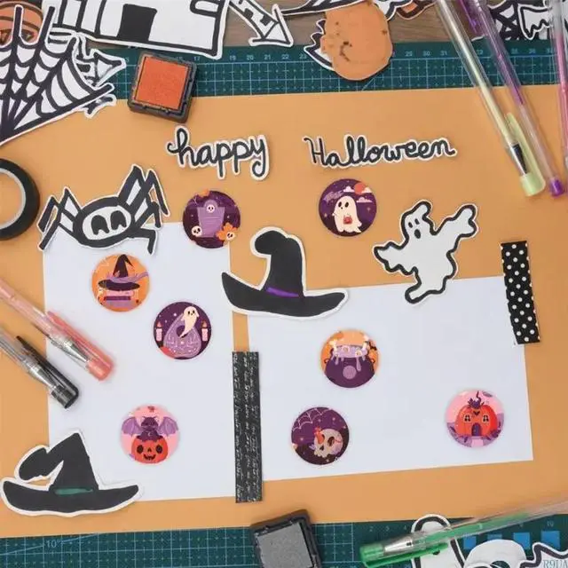 Alt view image 7 of 7 - 500 Pcs Halloween Sticker Decorative Sticker Pumpkins Sticker Scrapbook Sticker