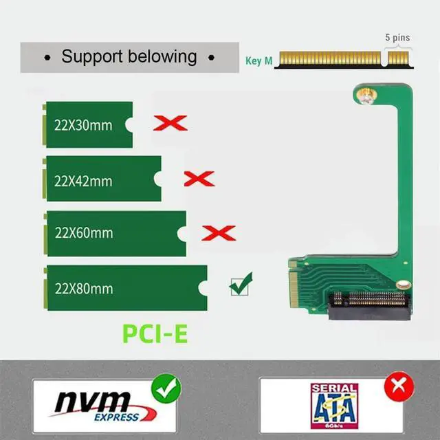 Alt view image 7 of 7 - 90 Degree Angled PCI-E 4.0NVME M-Key M.2 22x30mm to 22x80mm High Extension SSD Converter Board Upgrade Expansion Adapter