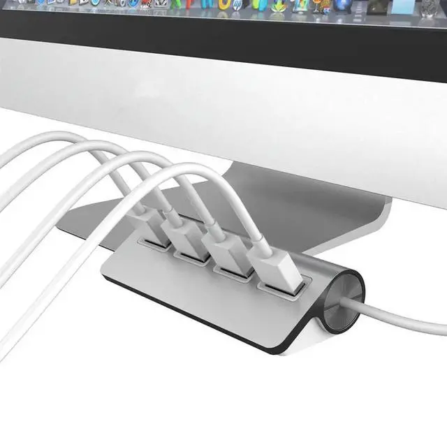 Alt view image 5 of 6 - Premium 4 Port Aluminum USB Hub with 11 inch Shielded Cable for iMac MacBooks PCs and Laptops