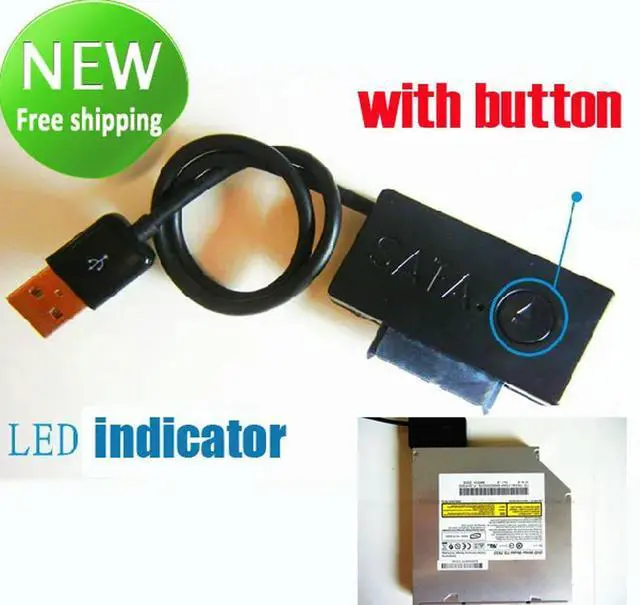 Main image of USB 2.0 Cable to SATA 2nd HDD caddy DVD CD ROM Ultrabay Slim SATA with LED indicator