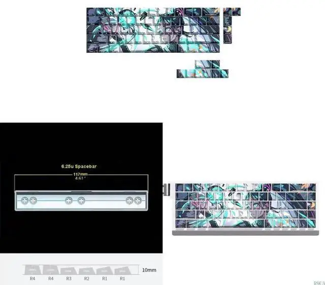 Main image of Anime Keycaps Cartoon 74 Keys PBT Keycap Mechanical Keyboards Caps for 61 67