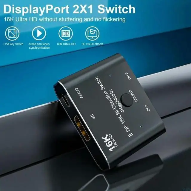 Alt view image 2 of 7 - Professional DisplayPort 16K Video Screen Switcher with 4K@240Hz High Rate Support