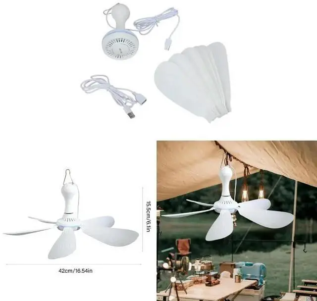 Main image of USB Ceiling Fan 5V Air Cooling Fan 6 Detachable Leaves Portable Hanging