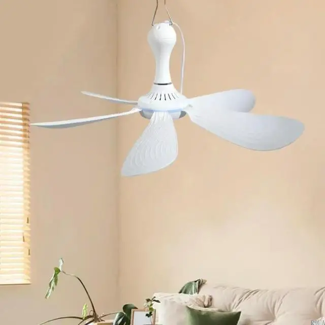 Alt view image 4 of 7 - USB Ceiling Fan 5V Air Cooling Fan 6 Detachable Leaves Portable Hanging