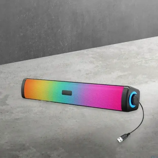 Alt view image 2 of 7 - Gaming PC Speakers Soundbar with Colorful LED Lights Deep Bass Enhancement