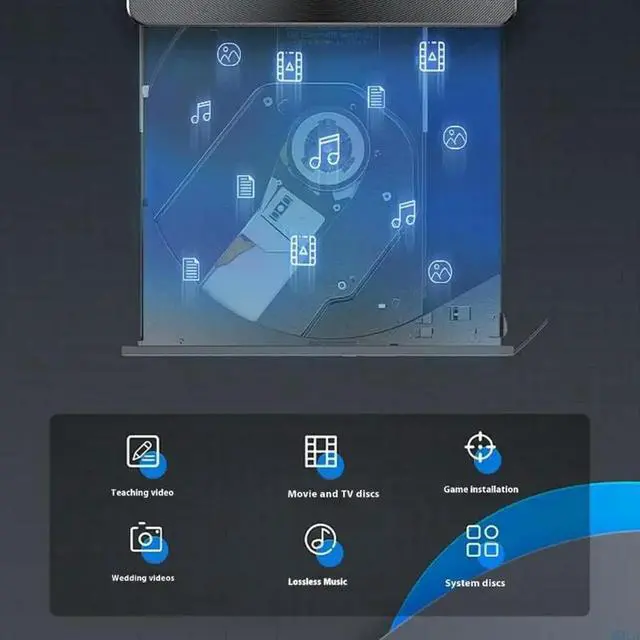 Alt view image 3 of 7 - External Disc Drive Reader USB3.0 Type C Disc Player Burning Reading Device