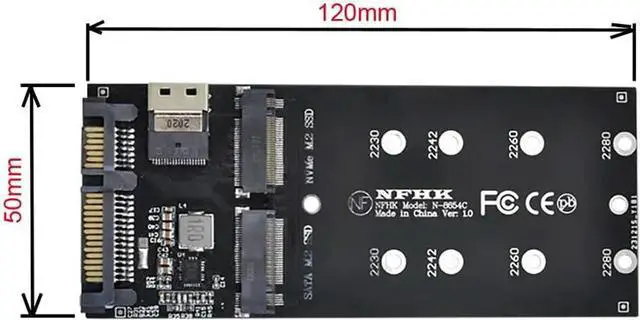 Alt view image 2 of 7 - JoniSerl M.2 NVME to SFF-8654  NGFF SSD to SATA 2 in 1 Combo Adapter for Mainboard (Not Work NVME SSD to SATA)