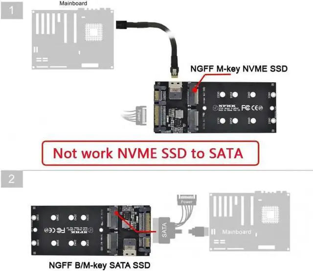 Alt view image 4 of 7 - JoniSerl M.2 NVME to SFF-8654  NGFF SSD to SATA 2 in 1 Combo Adapter for Mainboard (Not Work NVME SSD to SATA)