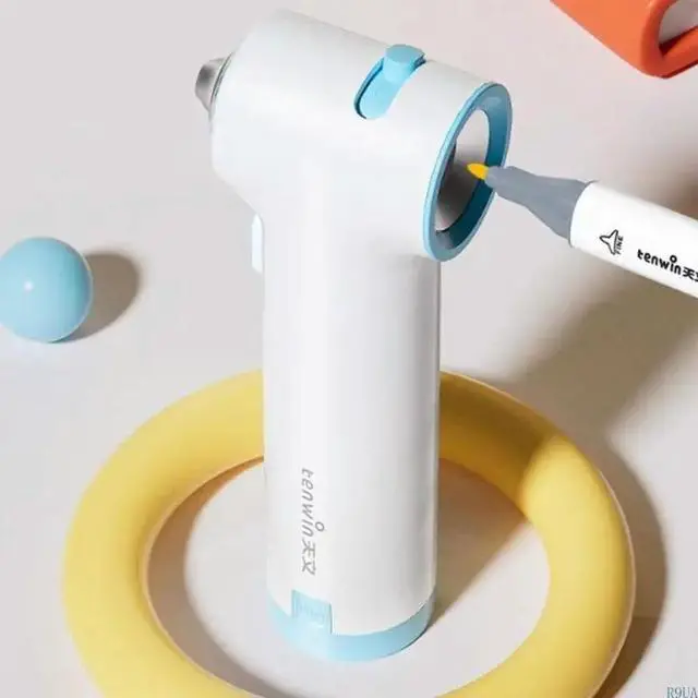 Alt view image 4 of 4 - Electric Sprayer Pen Set Kid Painting Supplies Include 12 Color Markers 3 Painting Stencils for School Art Craft Project