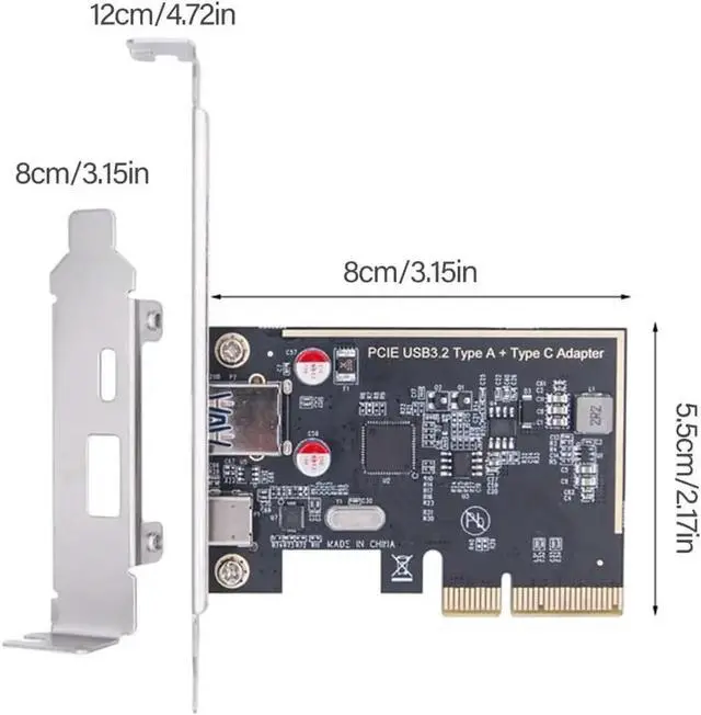 Alt view image 2 of 4 - PCIE to Type C USB 3.2 GEN2 10G Expansion Card PCI Express X4 to 2Port 10Gbps Convert Card Riser ASM1142 Chip for Desktop