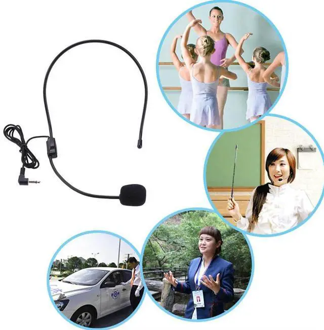 Alt view image 3 of 4 - 3.5mm Plug Guide Lecture Speech Headset Mic Head-mounted Head Wear Microphone Voice Amplifier Lightweight Over Head for Teachers