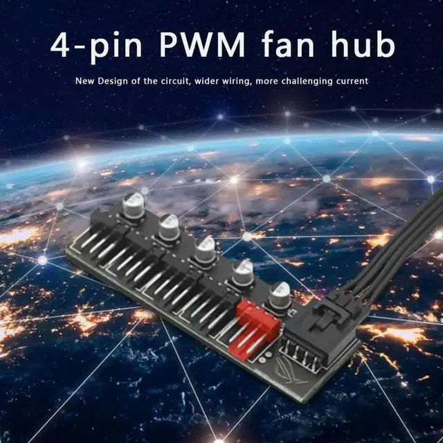 Alt view image 3 of 4 - 5 Port PC Fan Hub Splitter Speed Controller Adapter for 4 Pin PWM Cooling Fan