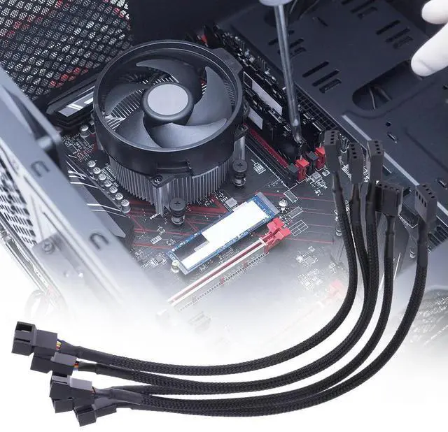 Alt view image 3 of 4 - 5pcs 4 Pin PWM Connector Case Fan Extension Power Cable Extending Cable PWM Fan Extension Cable for Compure CPU Cooling System